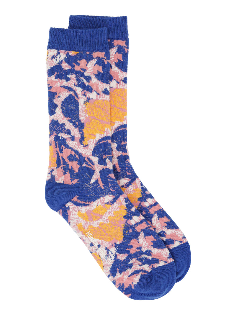 Leaf Socks - Blue Pink Leafs