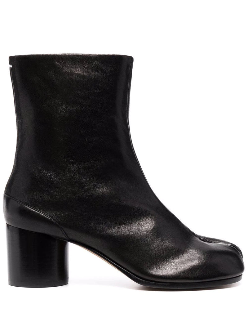 60mm Vintage Leather Tabi Boot - Black
