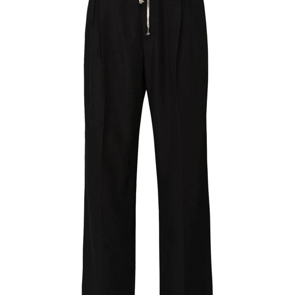 Straight Leg Drawstring Pants - Black