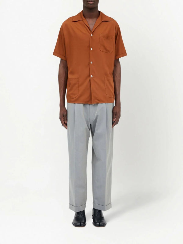 Maison Margiela collared button up shirt with short sleeves in dark orange - 2
