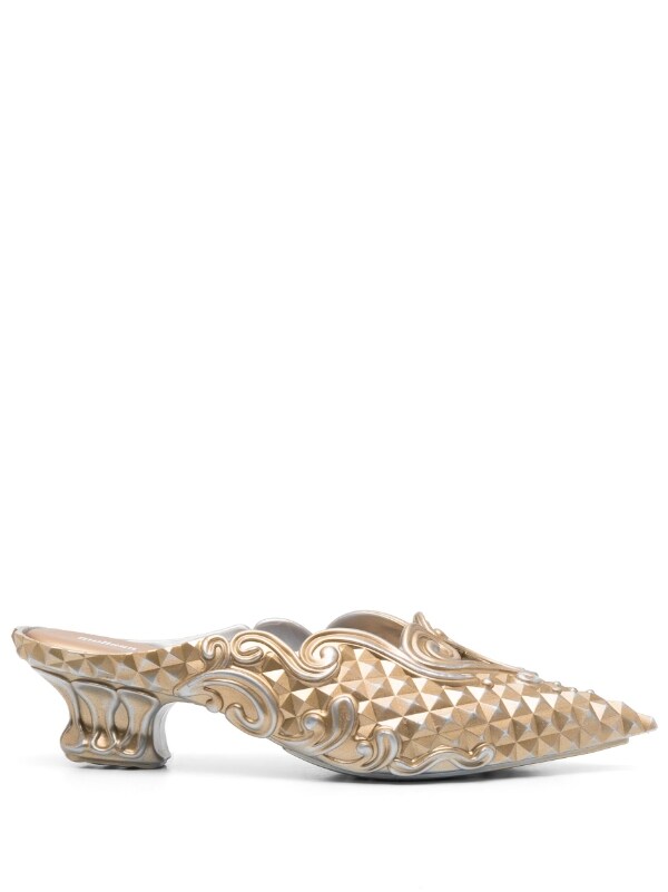 Melissa x Y/Project pointed shoes with kitten heel in gold and silver - 1