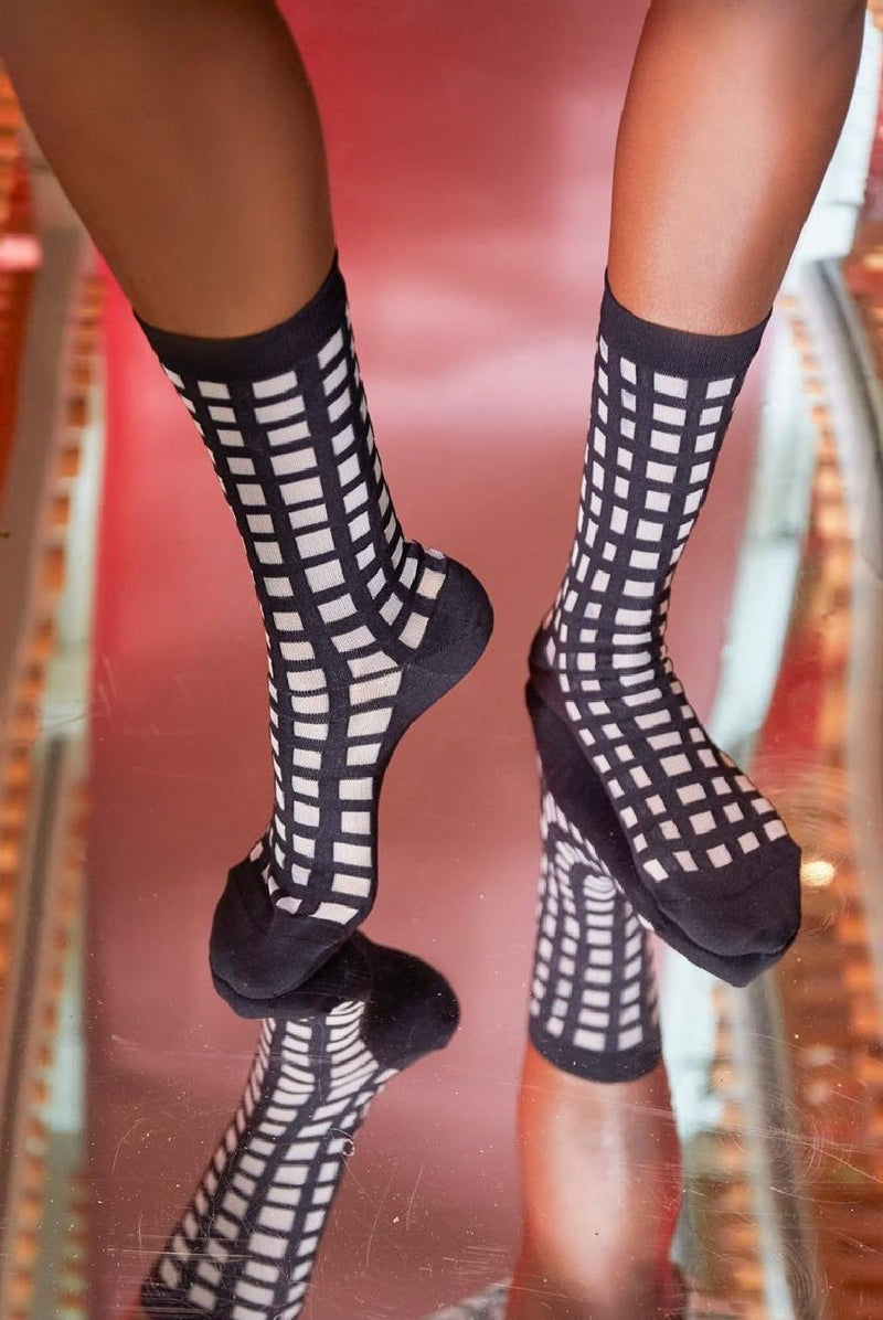 Tiles Socks Femme - Black Checks