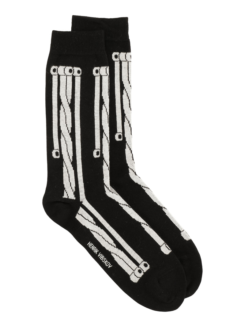Paper Cable Socks - Black and White