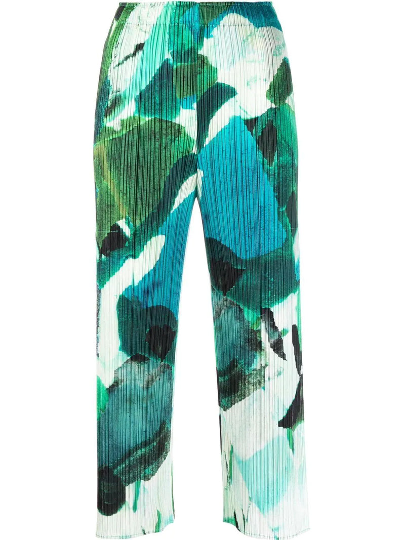 Petal Waltz Print Trousers - Green