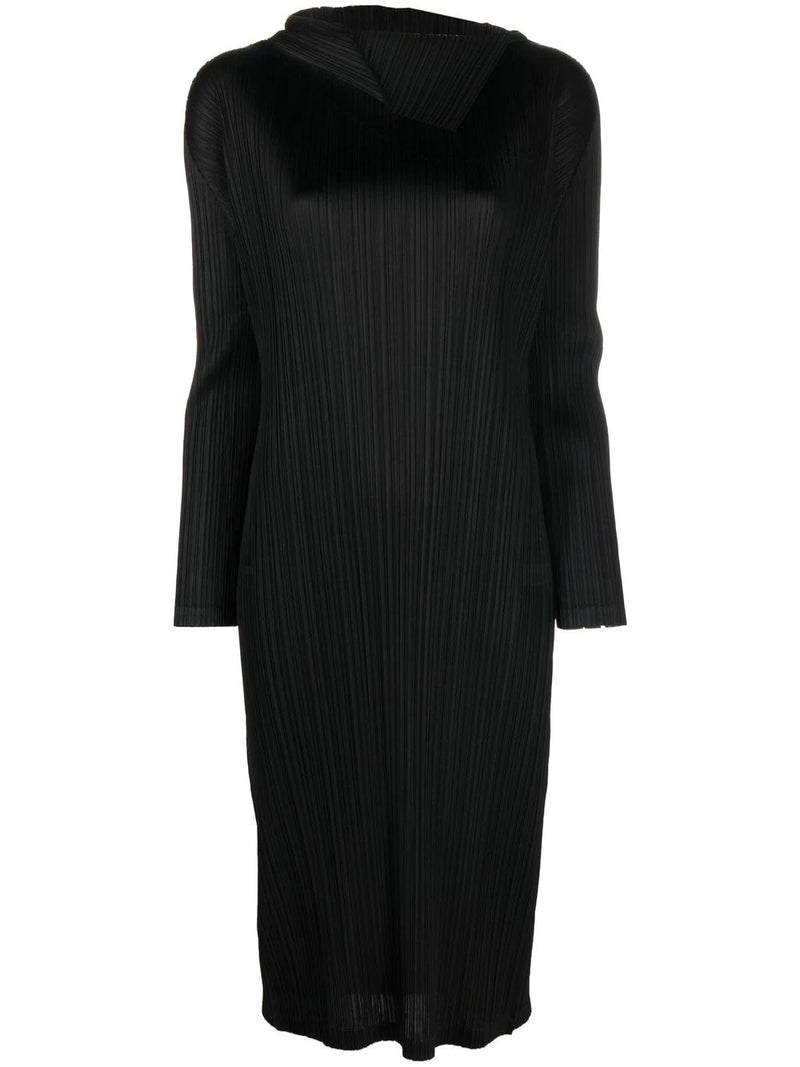 Folded Neck Dress - Black