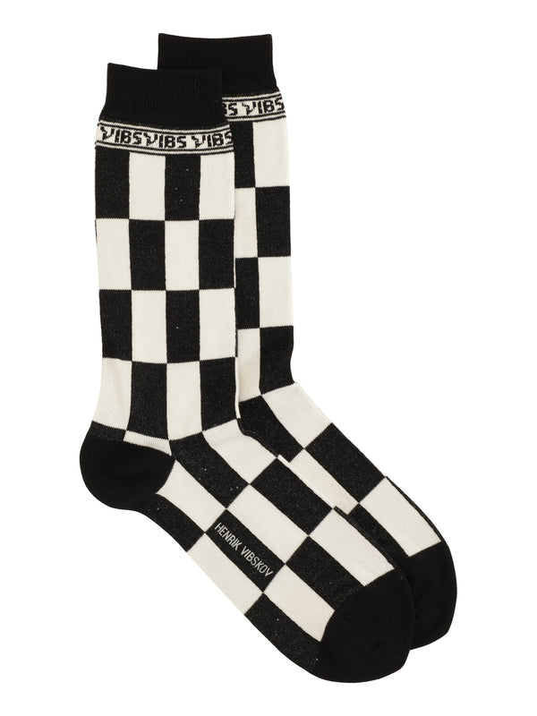 Porcelain Chess Socks Homme - Black and White Chess