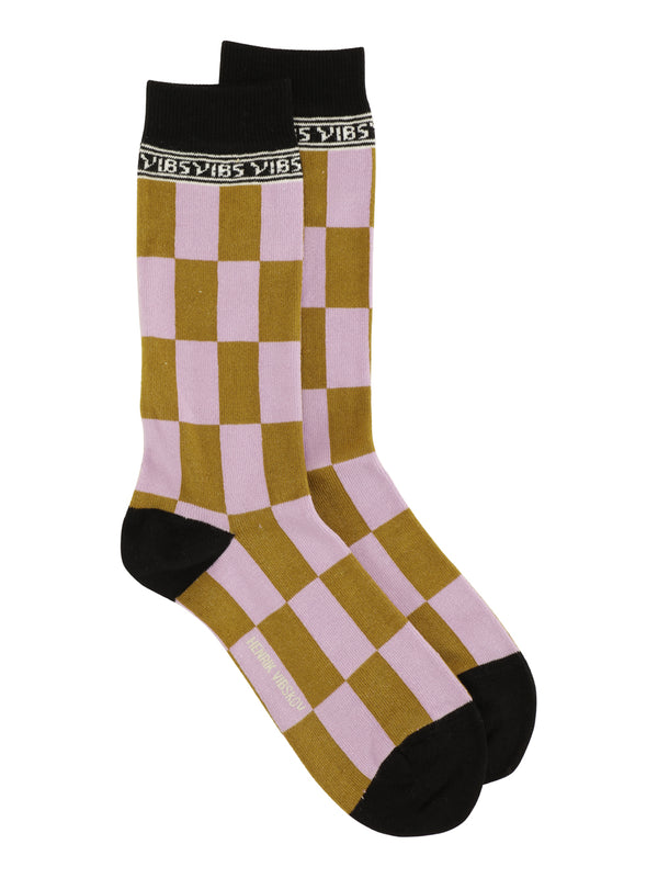 Porcelain Chess Socks Homme - Purple and Brown Chess