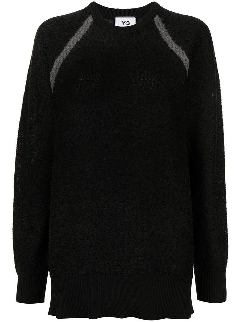 Textured Mohair Logo Knit - Black/Grey