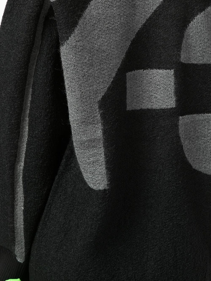 Textured Mohair Logo Knit - Black/Grey