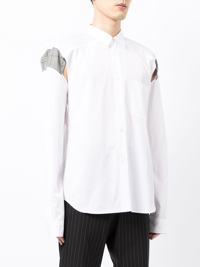 Houndstooth Shoulder Patch Shirt - White