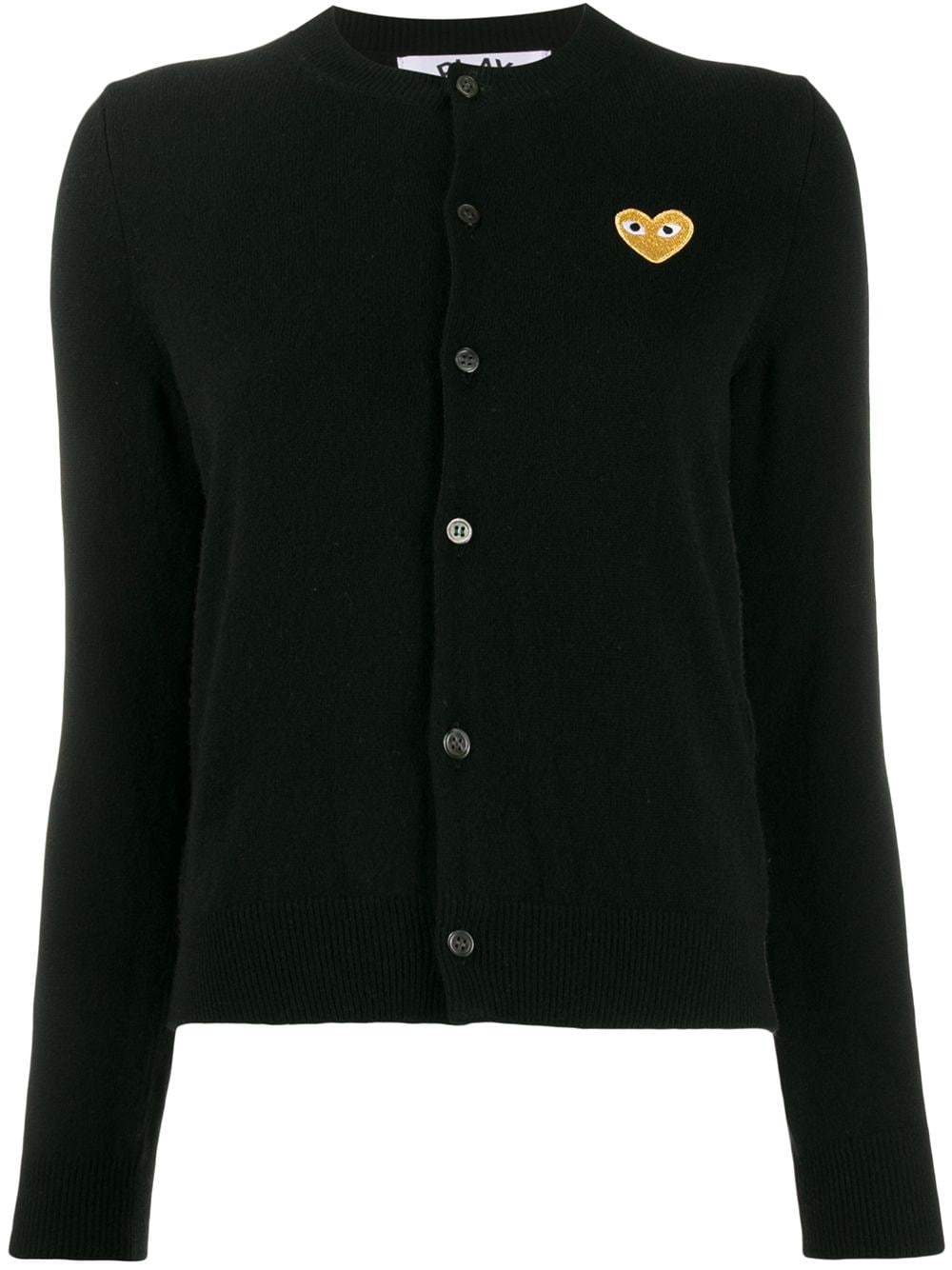 Womens Wool Cardigan Gold Heart - Black-[-Comme des Garçons Play-1