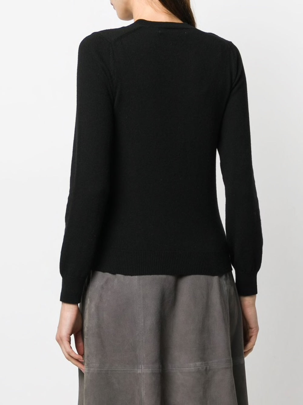 Womens V-Neck Pullover with Gold Heart - Black-[-Comme des Garçons Play-4