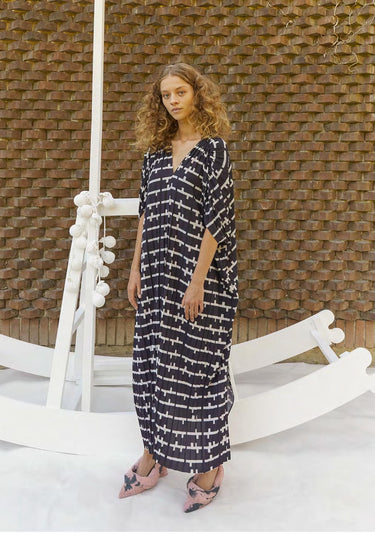 Jelly Dress Plissé - Black and White Matches-[-Henrik Vibskov-2