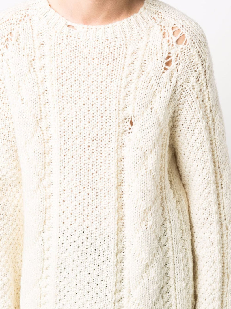 Distressed Cable Knit - Off White