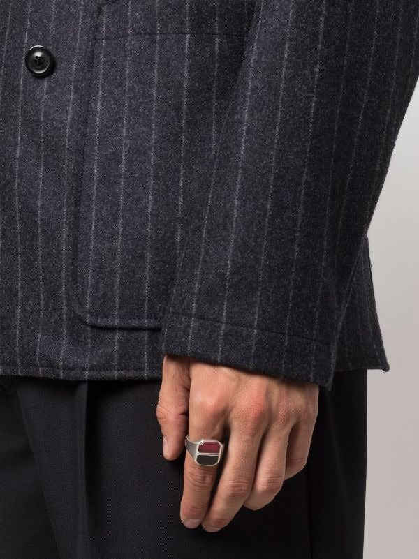 Silver Ring - Red/Black