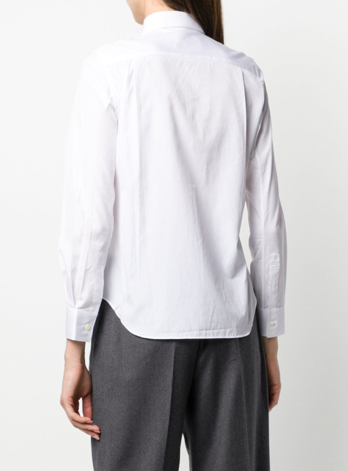 Comme des Garcons Play womens collared shirt in white with embroidered black heart - 4