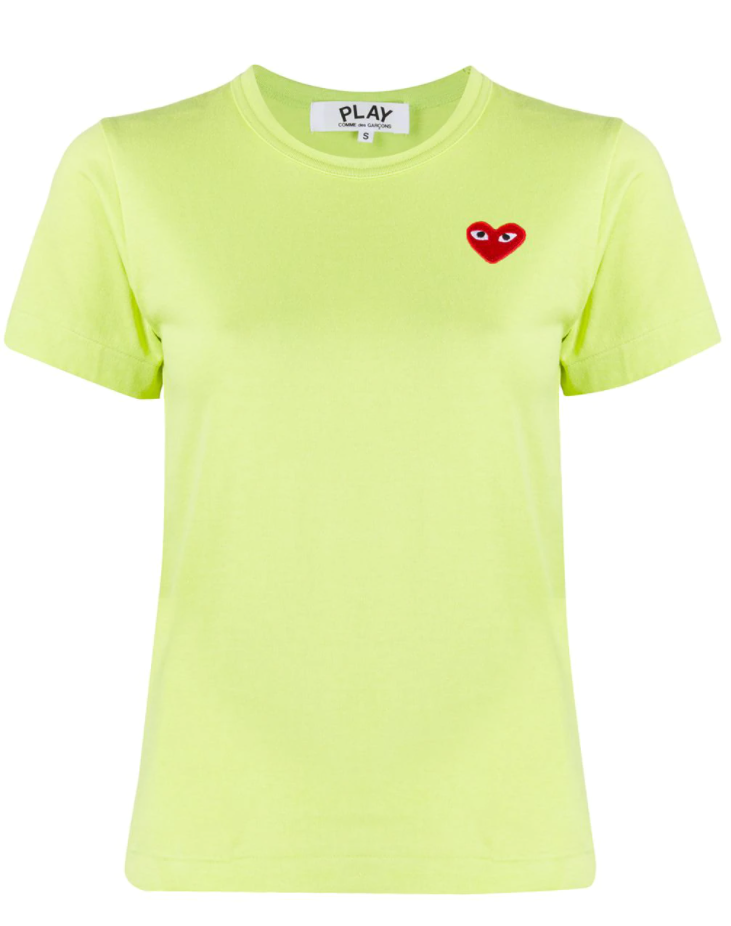 Womens Short Sleeve Tee Red Heart - Lime-[-Comme des Garçons Play-1