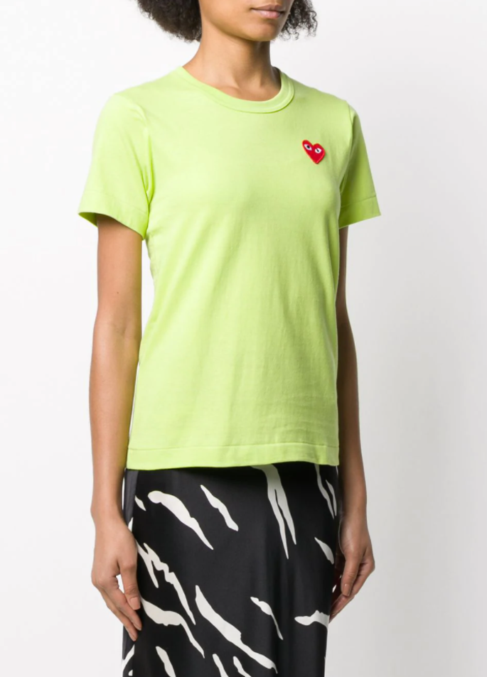 Womens Short Sleeve Tee Red Heart - Lime-[-Comme des Garçons Play-3