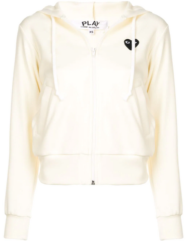 Womens Zipped Hoodie Black Heart - Ivory-[-Comme des Garçons Play-1