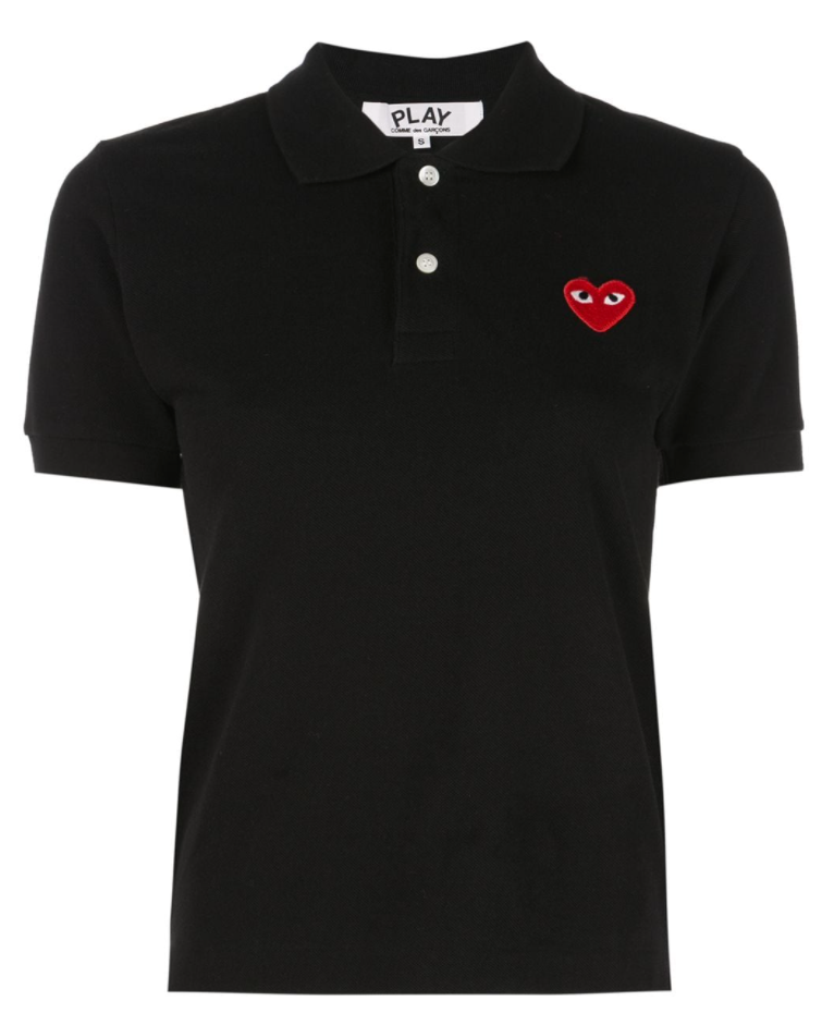Women's Polo Shirt Red Heart - Black-[-Comme des Garçons Play-1