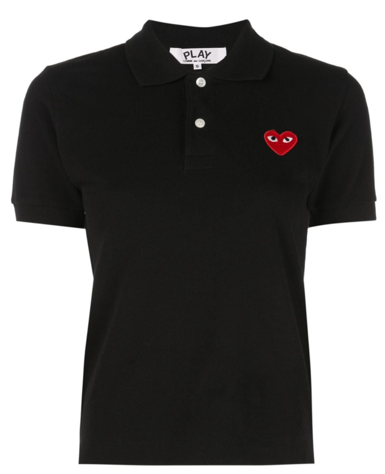 Women's Polo Shirt Red Heart - Black