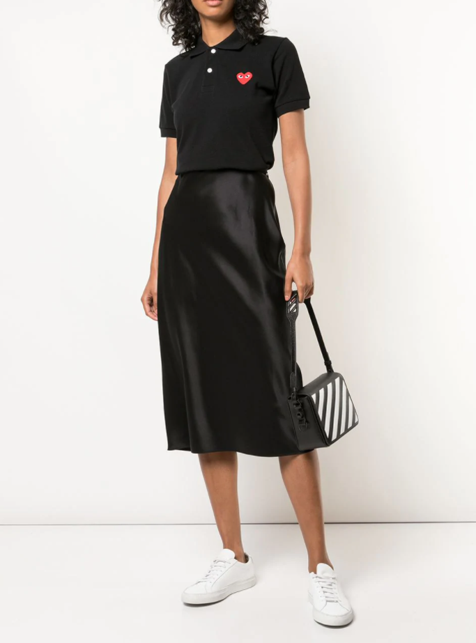 Women's Polo Shirt Red Heart - Black-[-Comme des Garçons Play-2