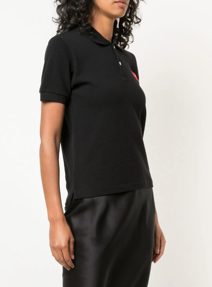 Women's Polo Shirt Red Heart - Black-[-Comme des Garçons Play-3