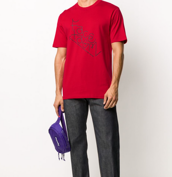 logo print T-shirt - red