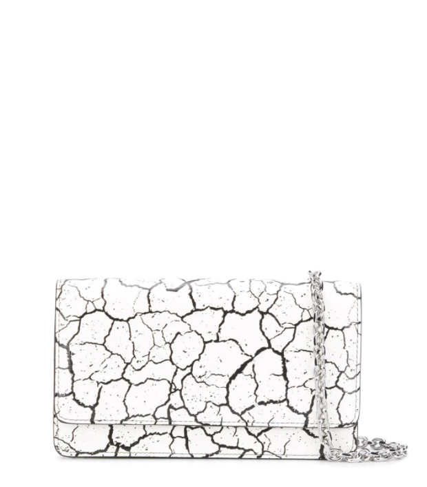 Cracked-effect Clutch - White/Black