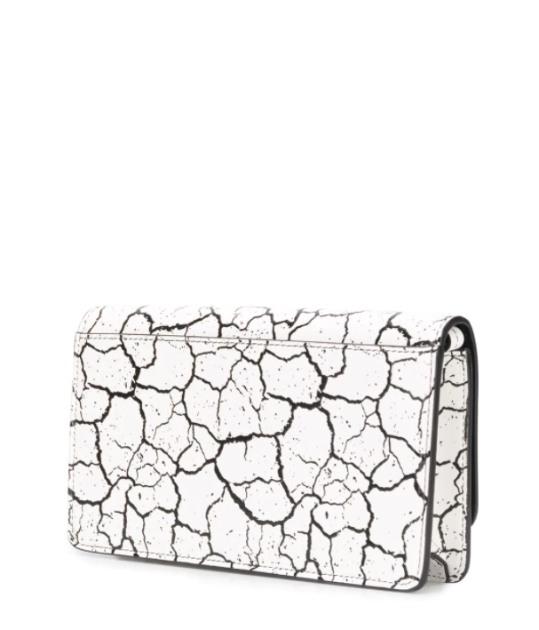 Cracked-effect Clutch - White/Black