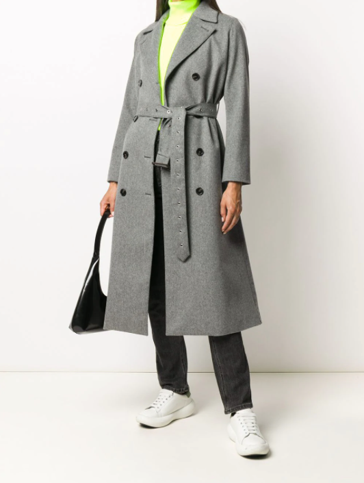 Double-Breasted Wool Coat - Grey