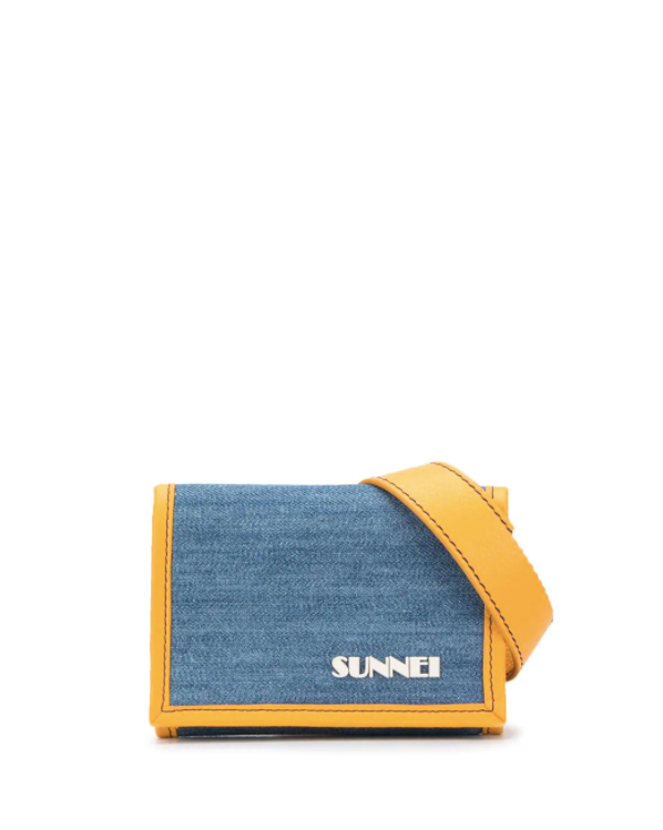 Logo Print Trifold Wallet - Blue/Yellow