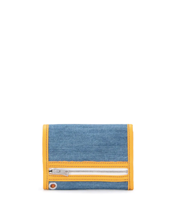 Logo Print Trifold Wallet - Blue/Yellow