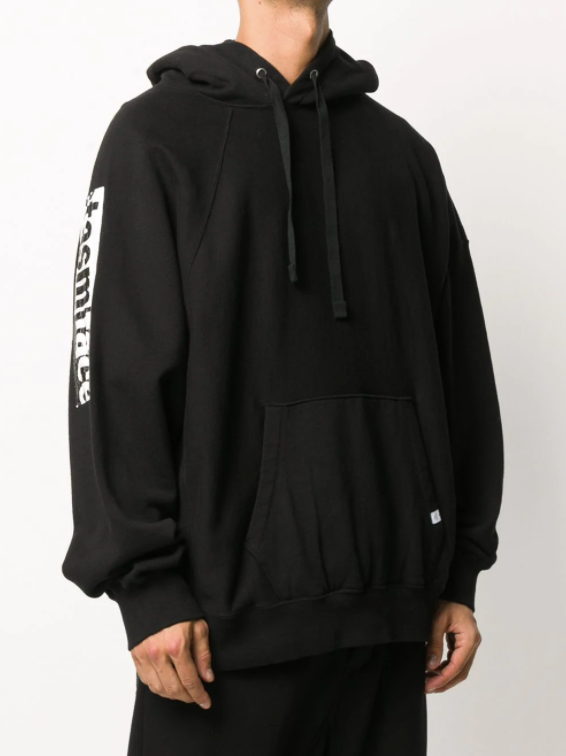 logo print hoodie - Black