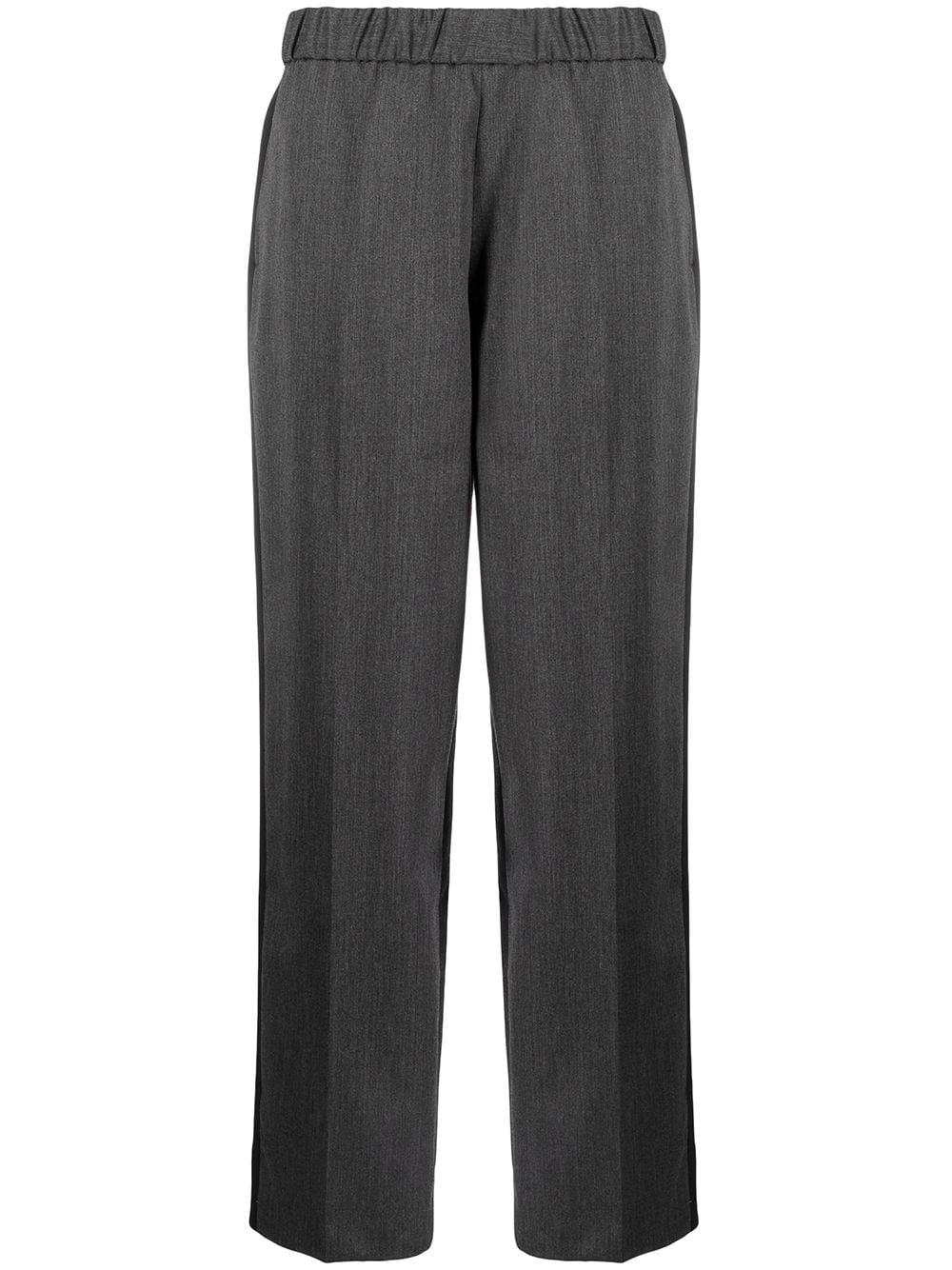 High Waisted Wool Trim Pants - Charcoal