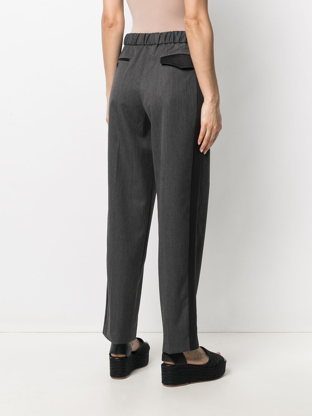 High Waisted Wool Trim Pants - Charcoal