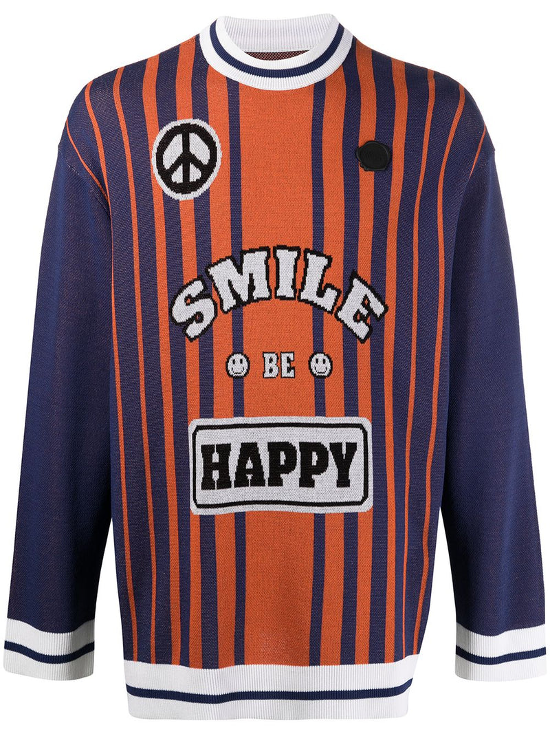 Smile Be Happy Jacquard Jumper - Orange