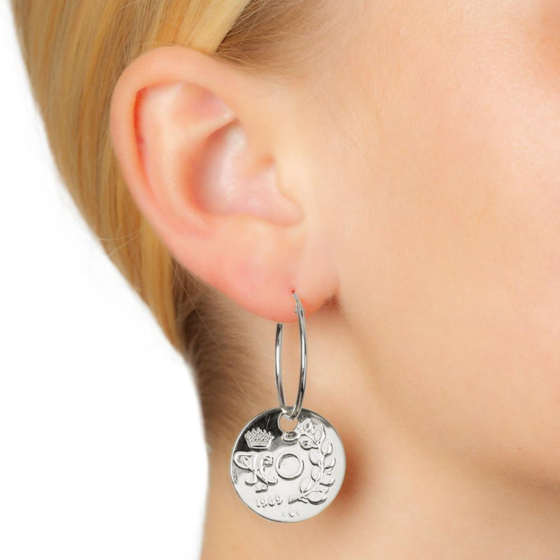 We Hoop Earring w/coin - Silver